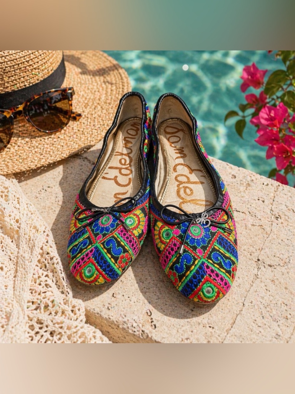 Sam Edelman size 7.5 Felicia embroidered tribal ballet flats